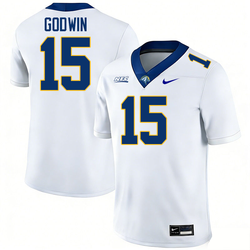 New Haven Chargers #15 Liam Godwin College Football Jerseys,Uniforms Stitched-White